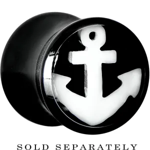0 Gauge Black Acrylic Drop the White Anchor Saddle Plug