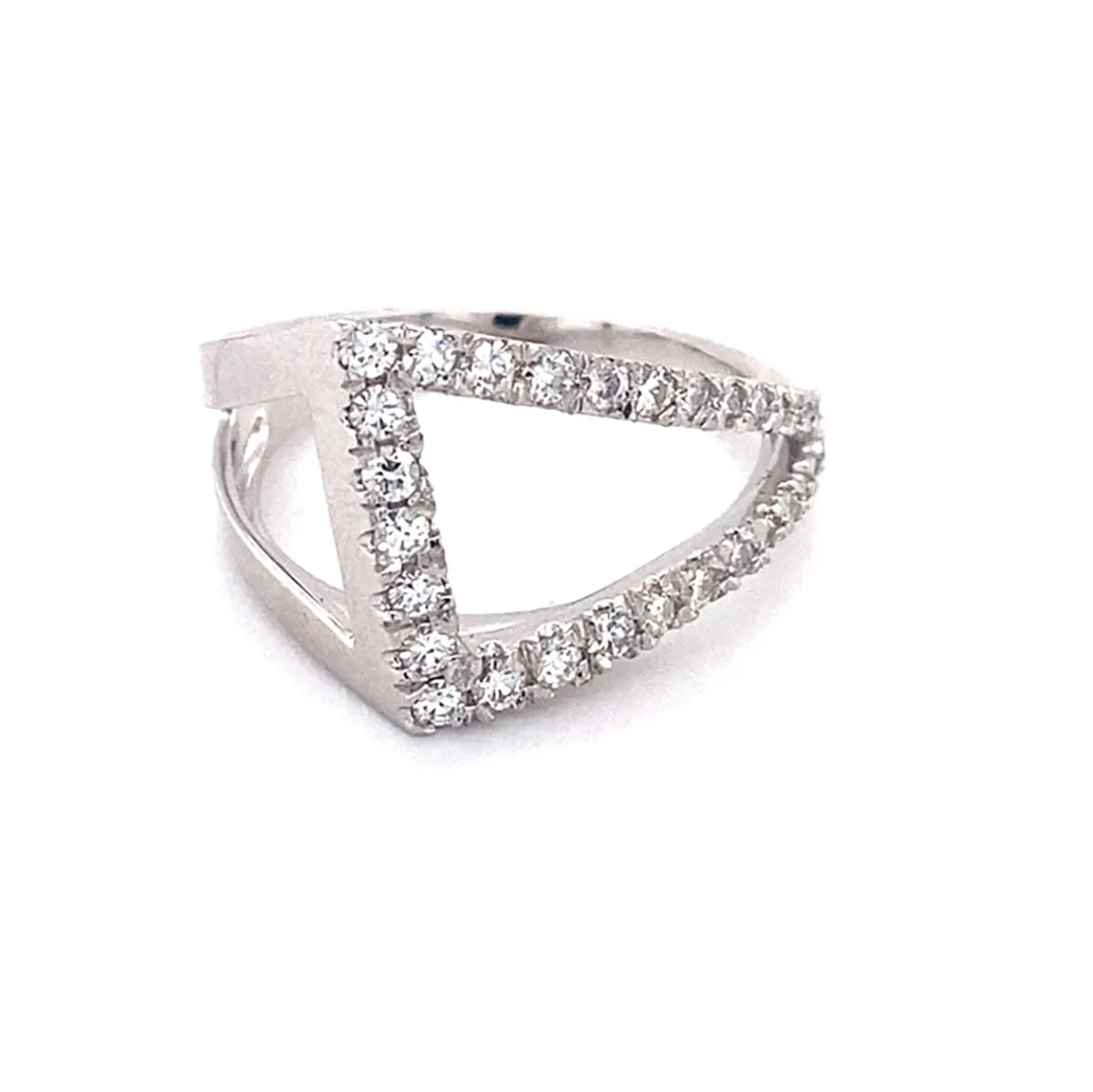 0.51 CTW DEW Round Near-Colorless Moissanite Statement Ring in 14K White Gold