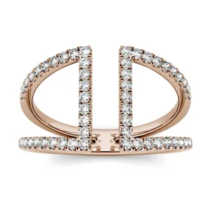 0.54 CTW DEW Moissanite Geometric Open Fashion Ring in 14K Rose Gold
