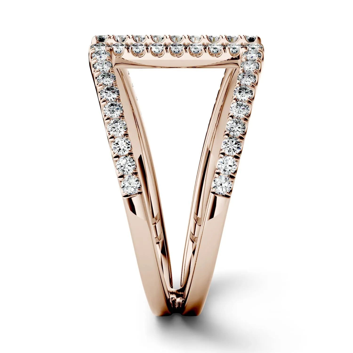 0.54 CTW DEW Moissanite Geometric Open Fashion Ring in 14K Rose Gold