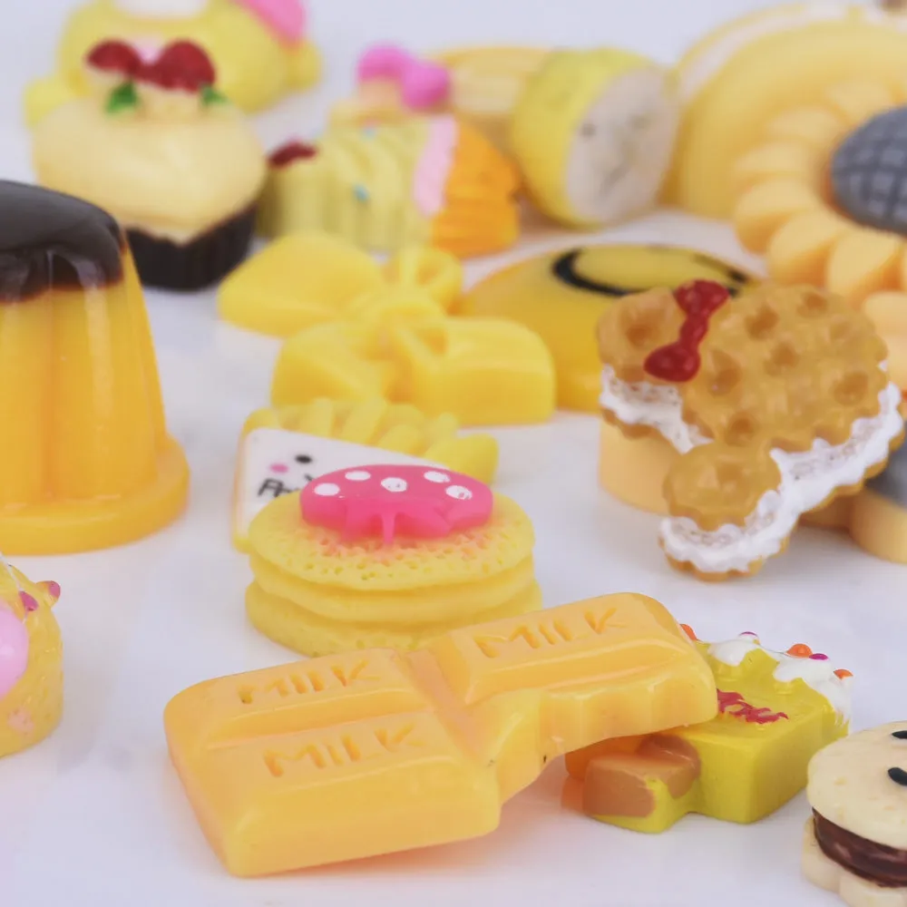 10-25mm Yellow Sweets Cabochon Mix Kawaii Fake Food Decoden Flatback Craft Cell Phone Case 20pcs 10249850