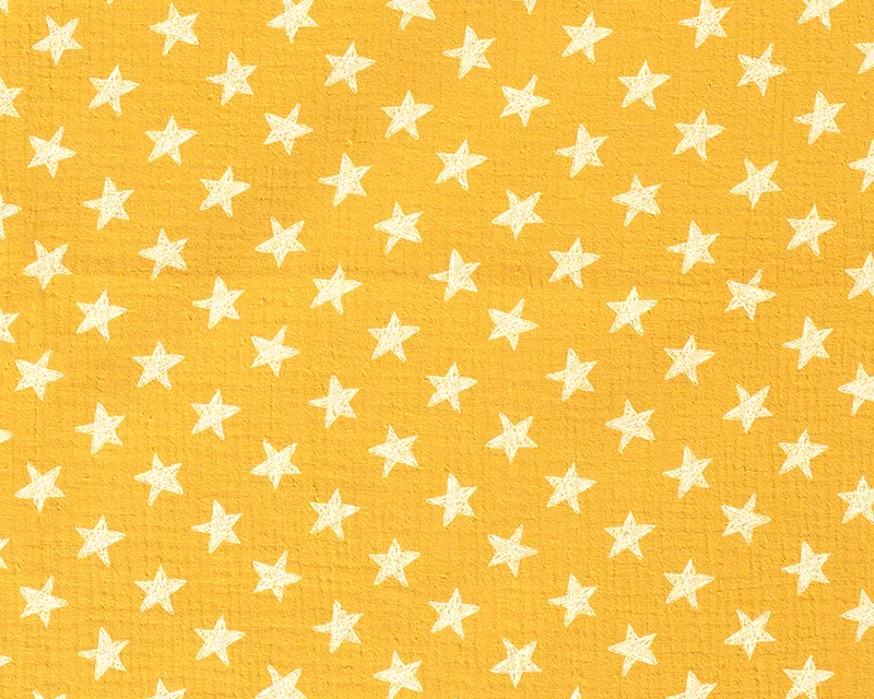 100% Cotton Double Gauze - Star - Mustard