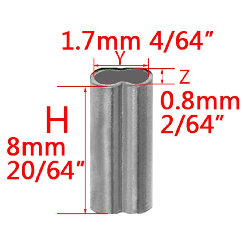 100pcs Double Copper Fishing Tube Fishing Wire Pipe Crimp Sleeves Connector 6 Sizes