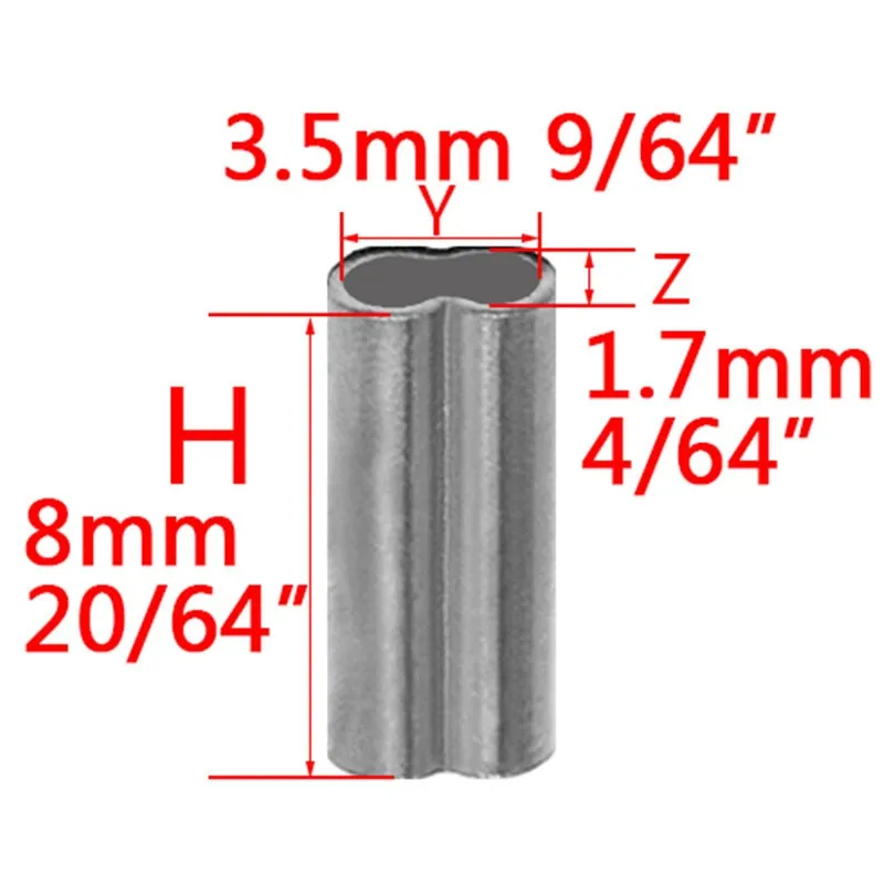 100pcs Double Copper Fishing Tube Fishing Wire Pipe Crimp Sleeves Connector 6 Sizes