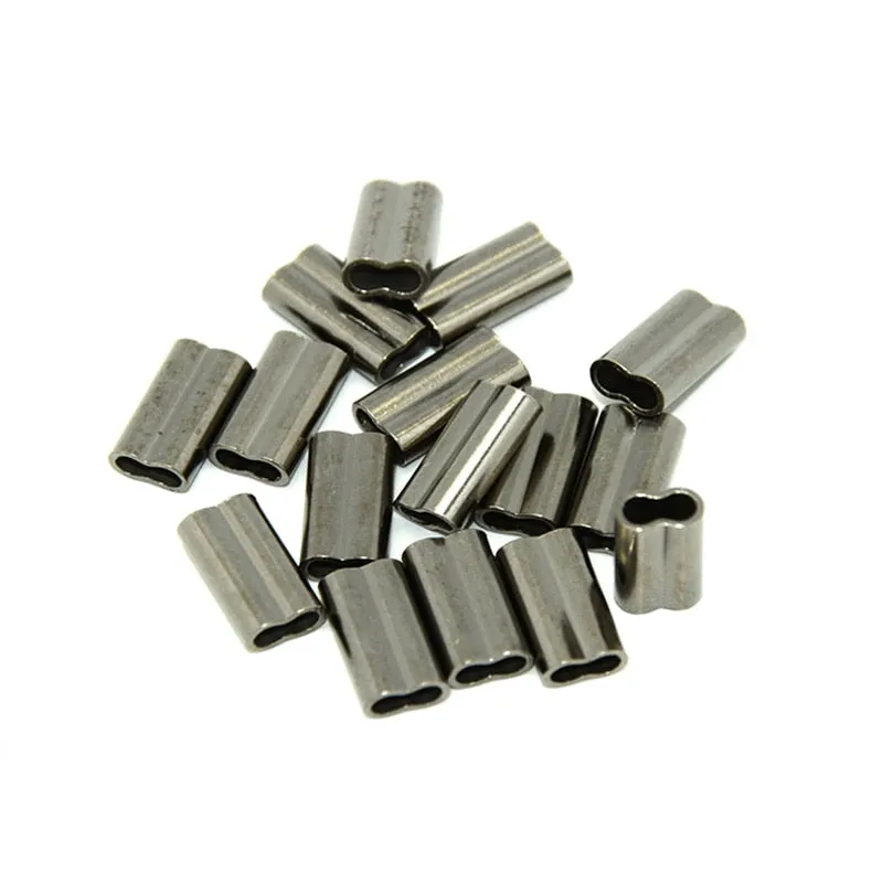 100pcs Double Copper Fishing Tube Fishing Wire Pipe Crimp Sleeves Connector 6 Sizes