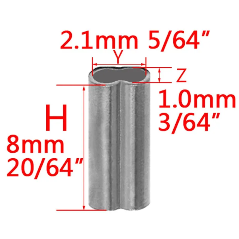 100pcs Double Copper Fishing Tube Fishing Wire Pipe Crimp Sleeves Connector 6 Sizes
