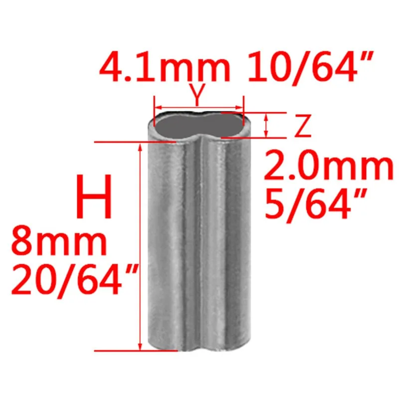 100pcs Double Copper Fishing Tube Fishing Wire Pipe Crimp Sleeves Connector 6 Sizes
