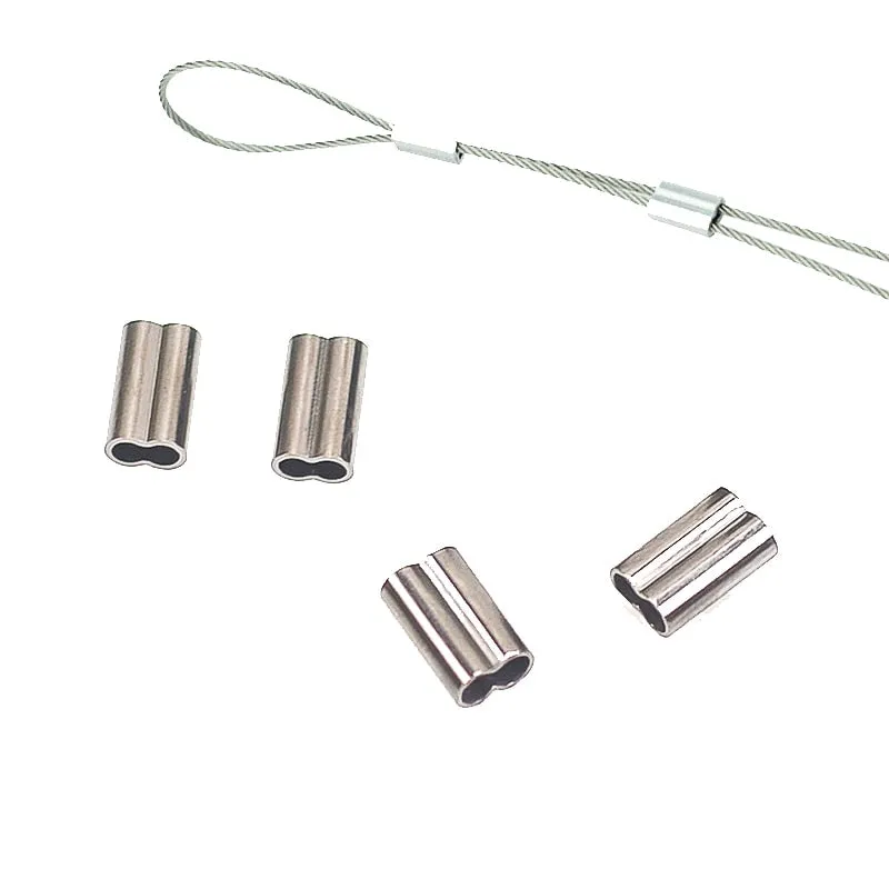100pcs Double Copper Fishing Tube Fishing Wire Pipe Crimp Sleeves Connector 6 Sizes