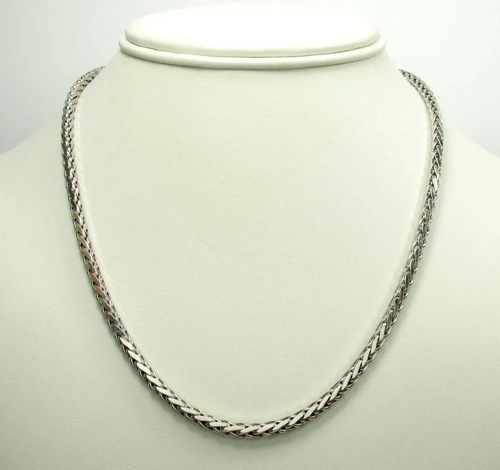 10K White Gold 3MM Rounded Palm Chain Necklace