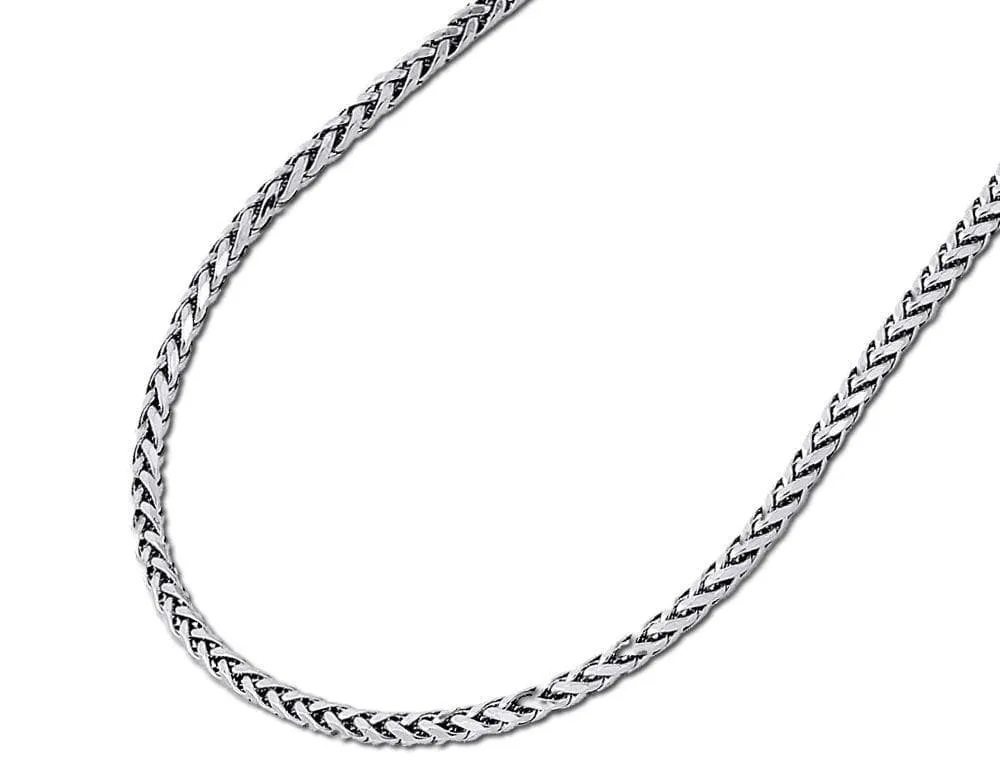 10K White Gold 3MM Rounded Palm Chain Necklace