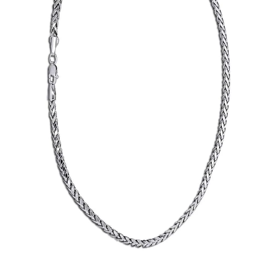 10K White Gold 3MM Rounded Palm Chain Necklace