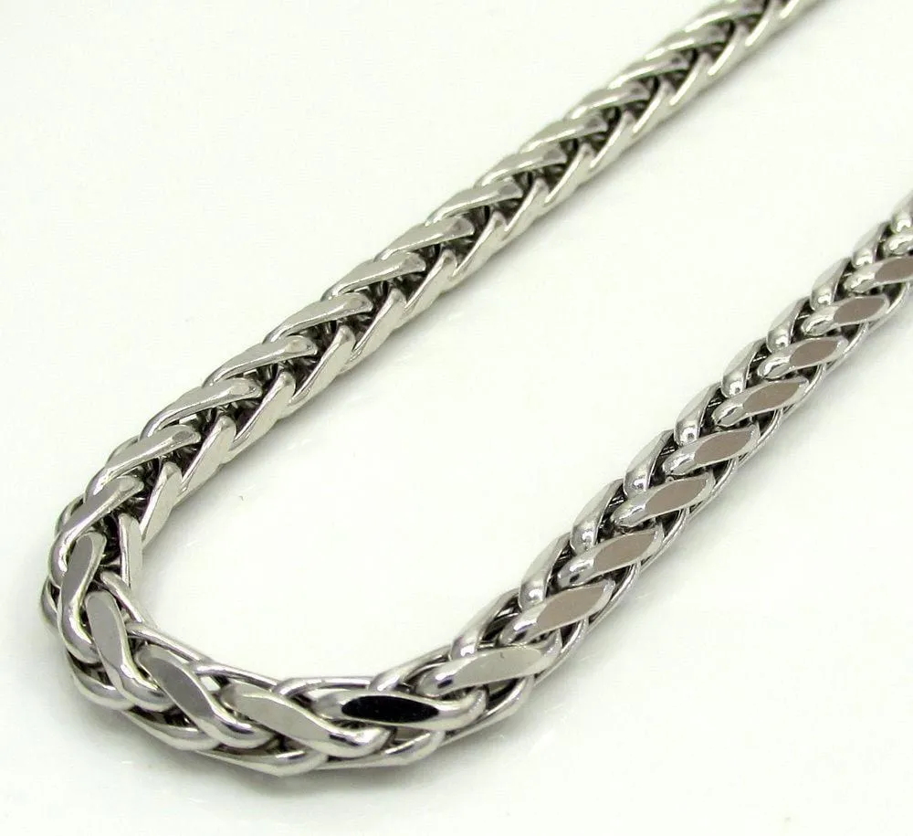 10K White Gold 3MM Rounded Palm Chain Necklace
