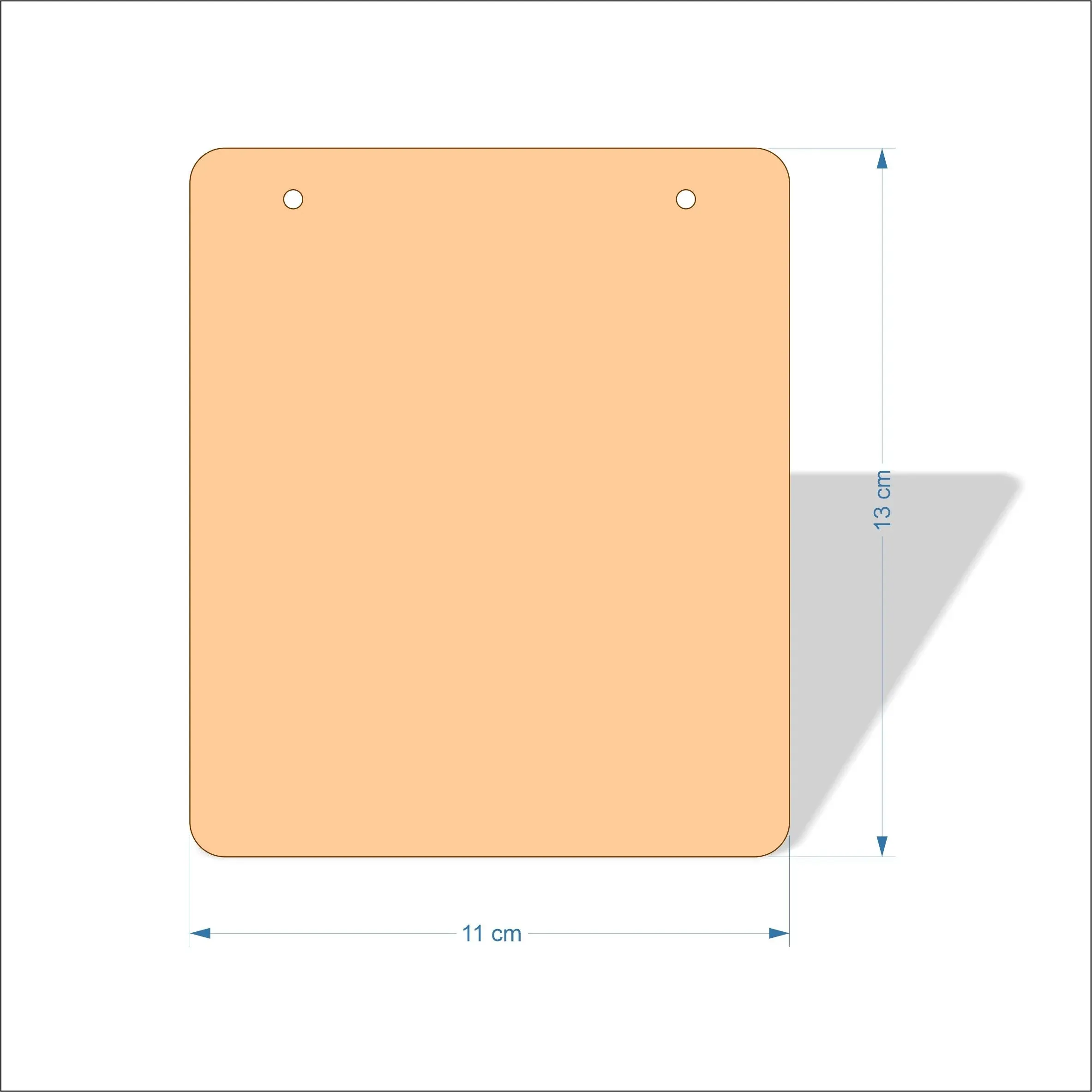 11 cm Wide Blank board plaques with rounded corners - plywood