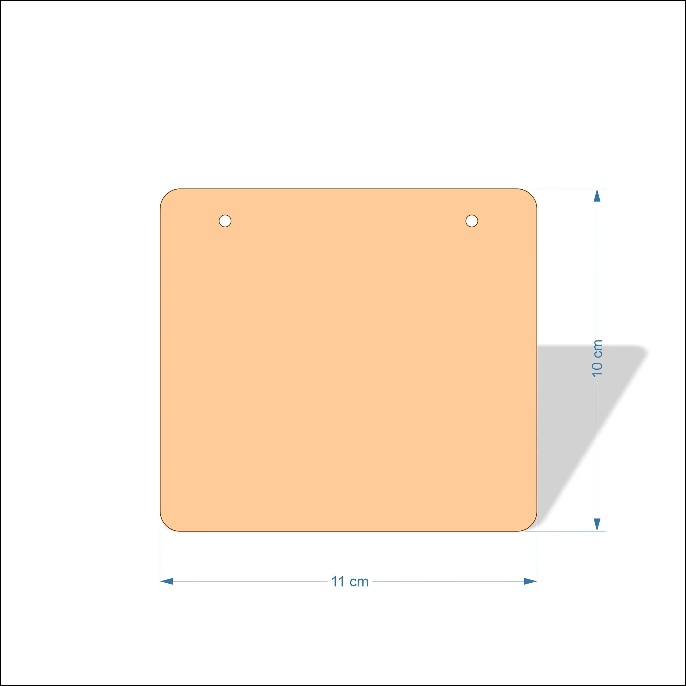 11 cm Wide Blank board plaques with rounded corners - plywood