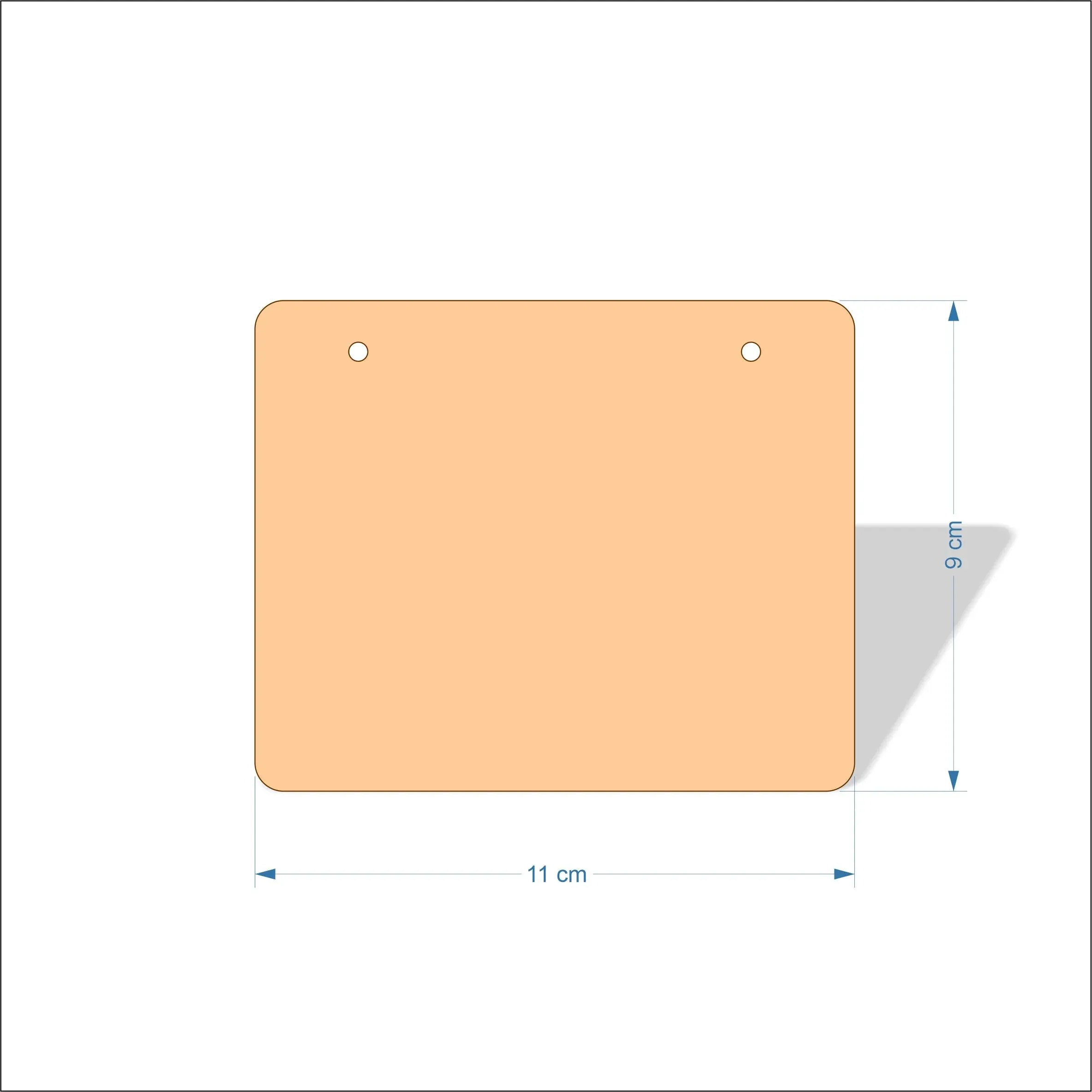 11 cm Wide Blank board plaques with rounded corners - plywood