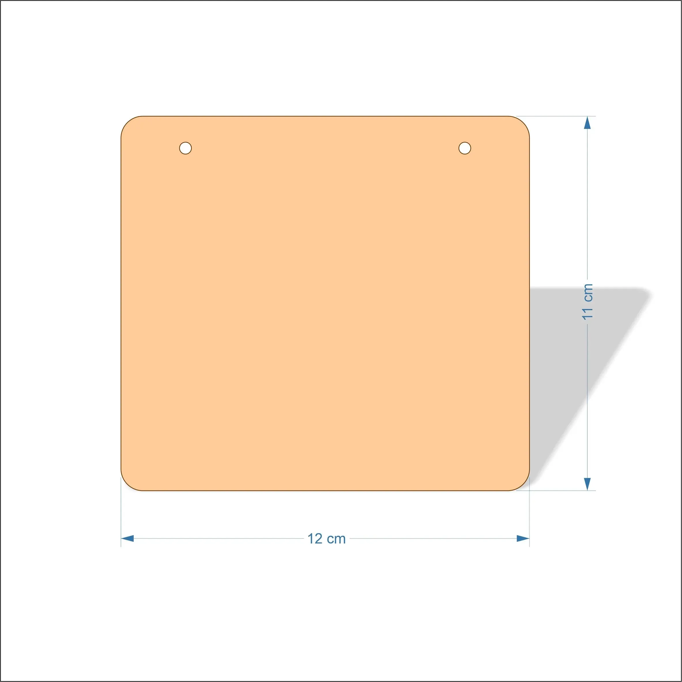 12 cm Wide Blank board plaques with rounded corners - plywood
