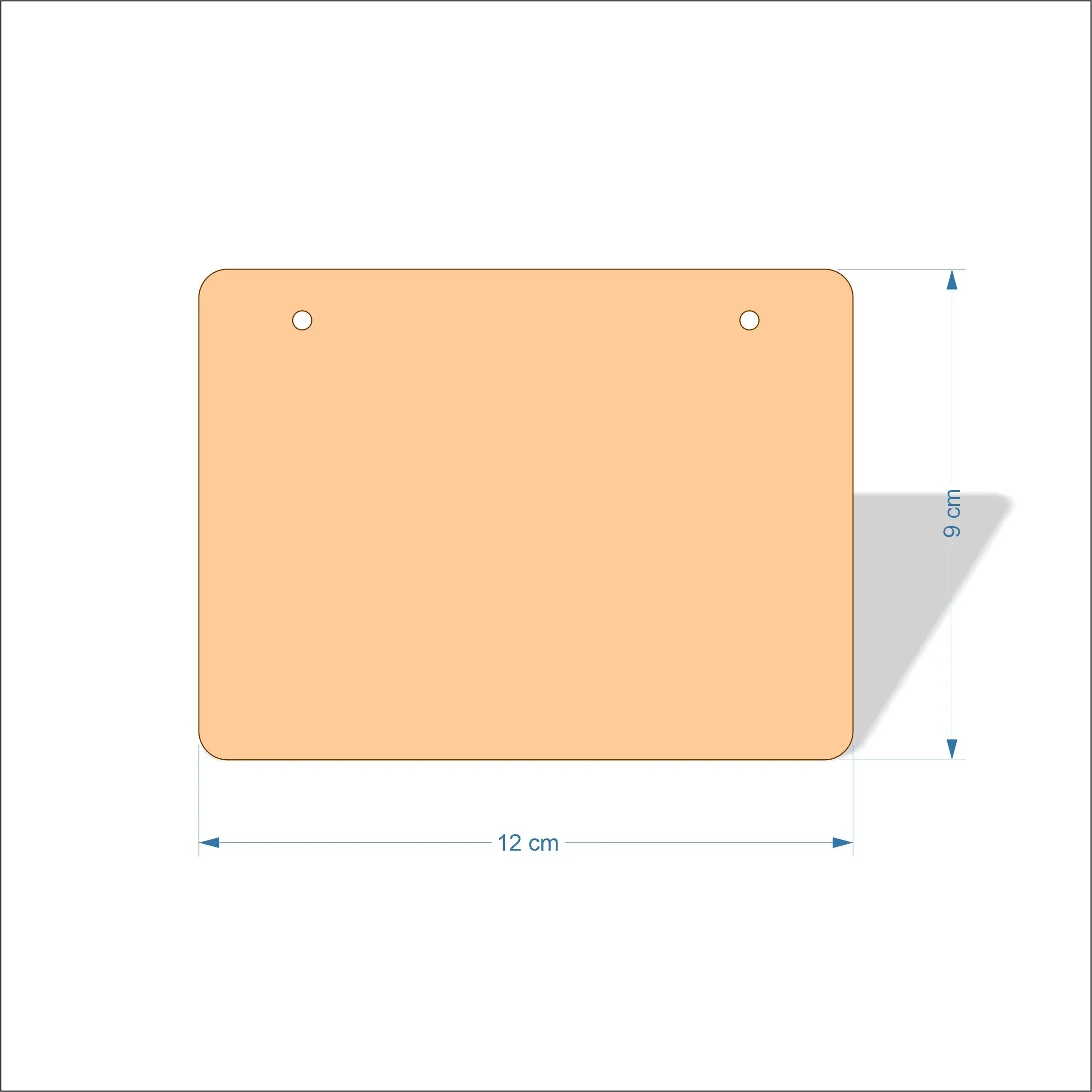 12 cm Wide Blank board plaques with rounded corners - plywood