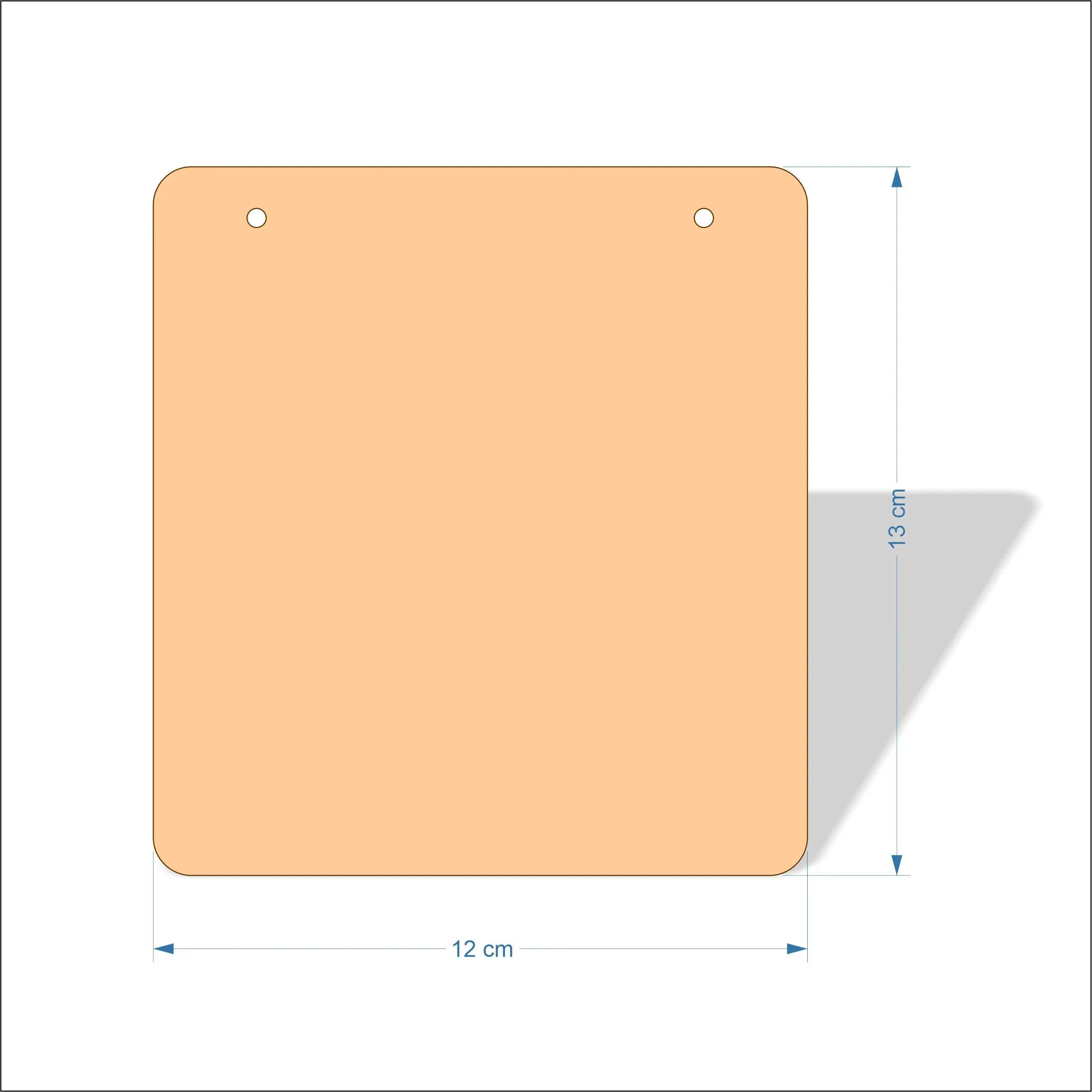 12 cm Wide Blank board plaques with rounded corners - plywood