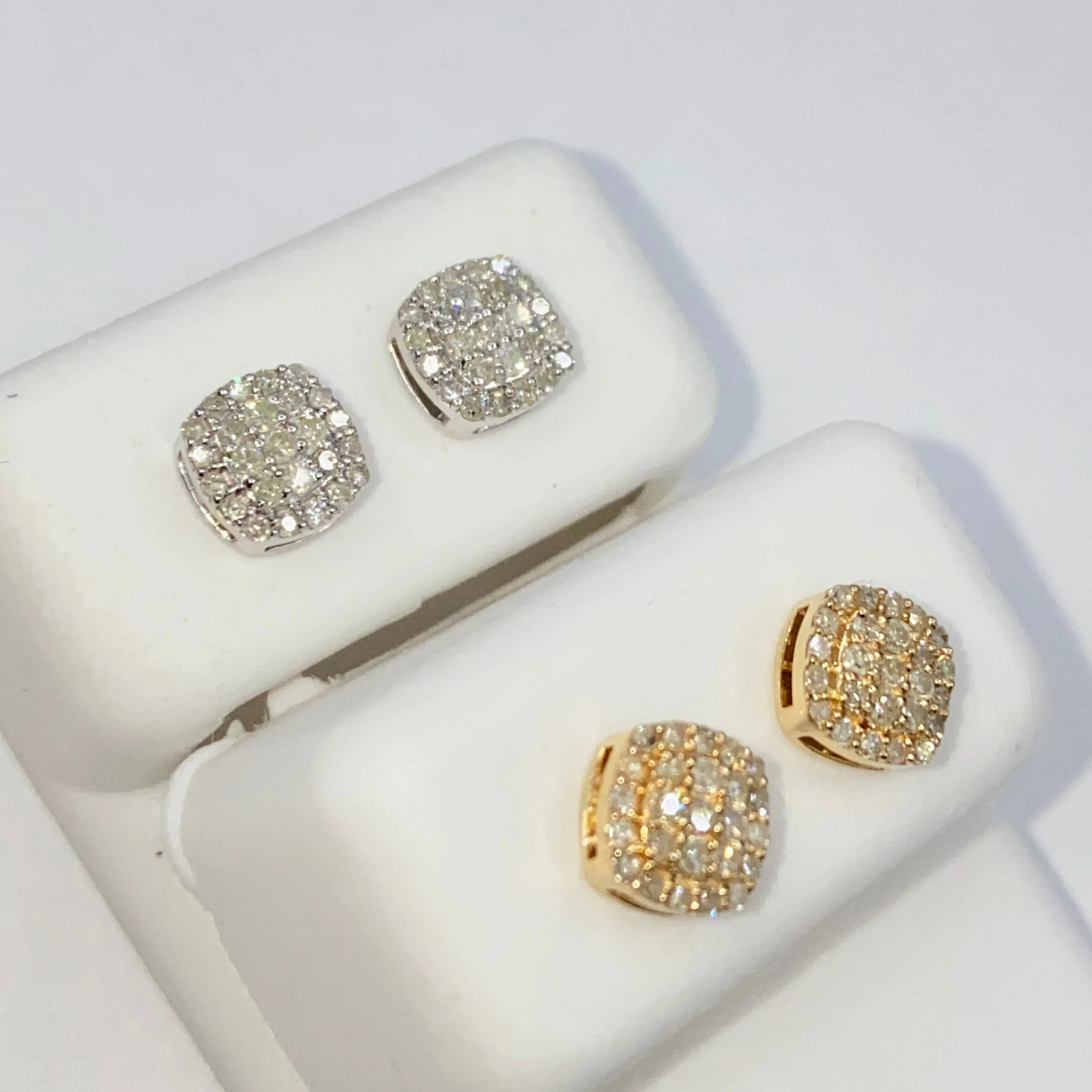 14K 7MM Rounded Square Diamond Earrings