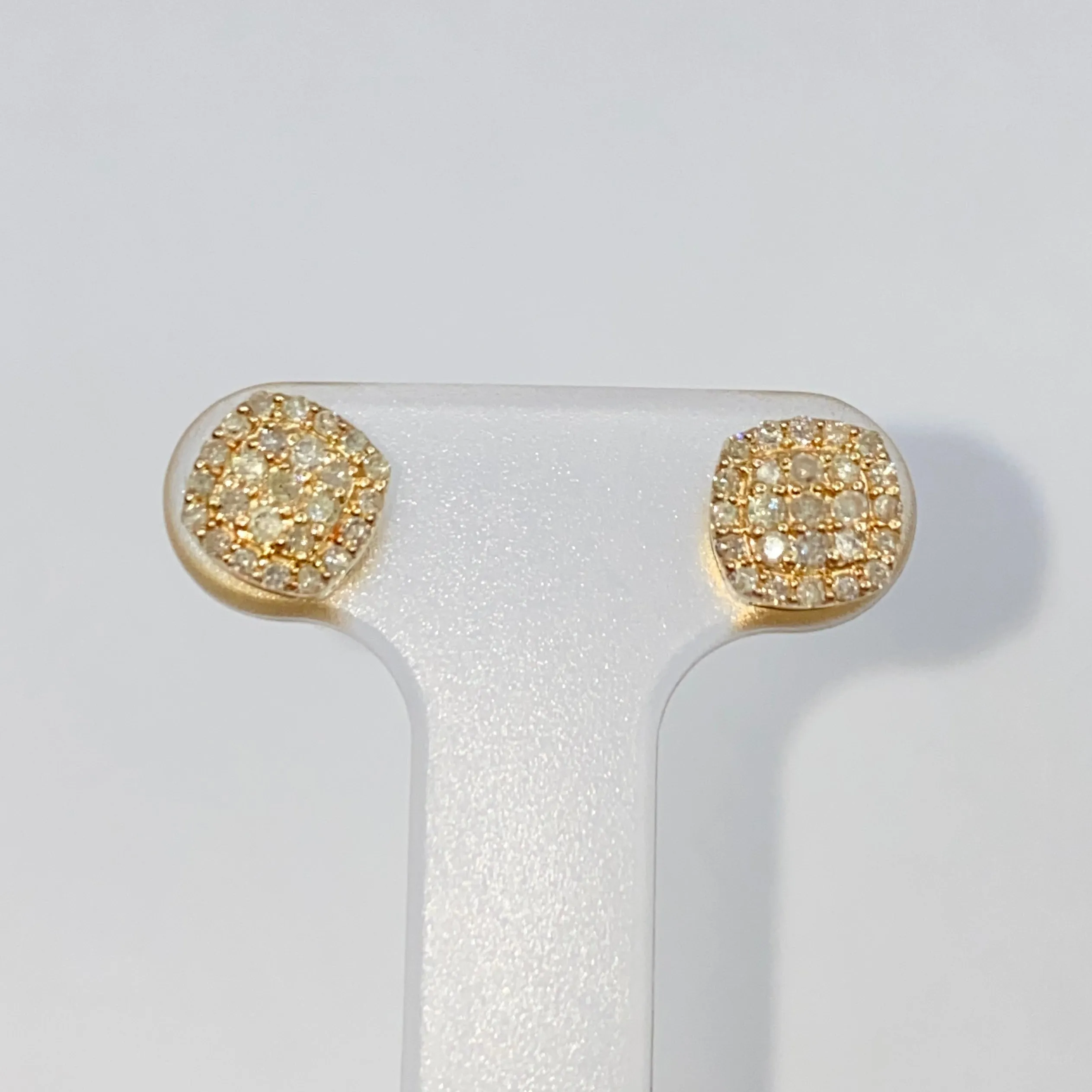 14K 7MM Rounded Square Diamond Earrings