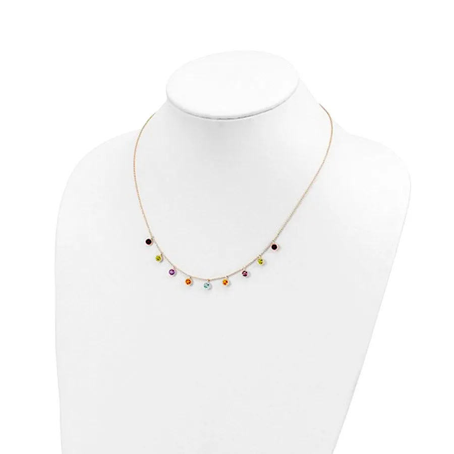 14K Gold Multi-color Semi Precious Gemstone Necklace