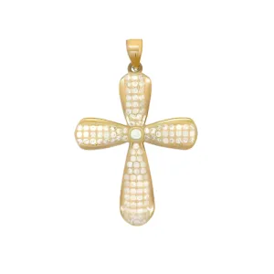14K Gold Rounded Cross With CZ