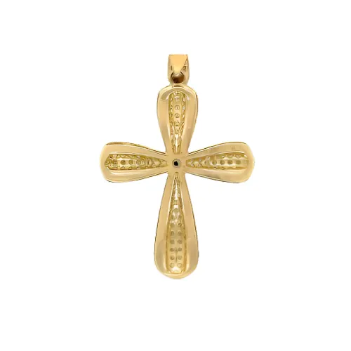 14K Gold Rounded Cross With CZ
