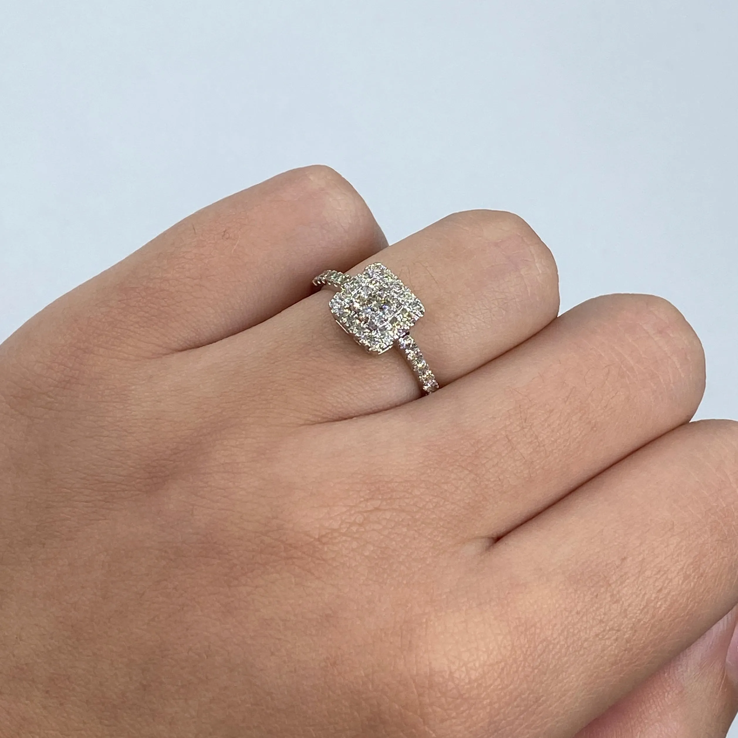 14K Lucia Rounded Square Diamond Engagement Ring