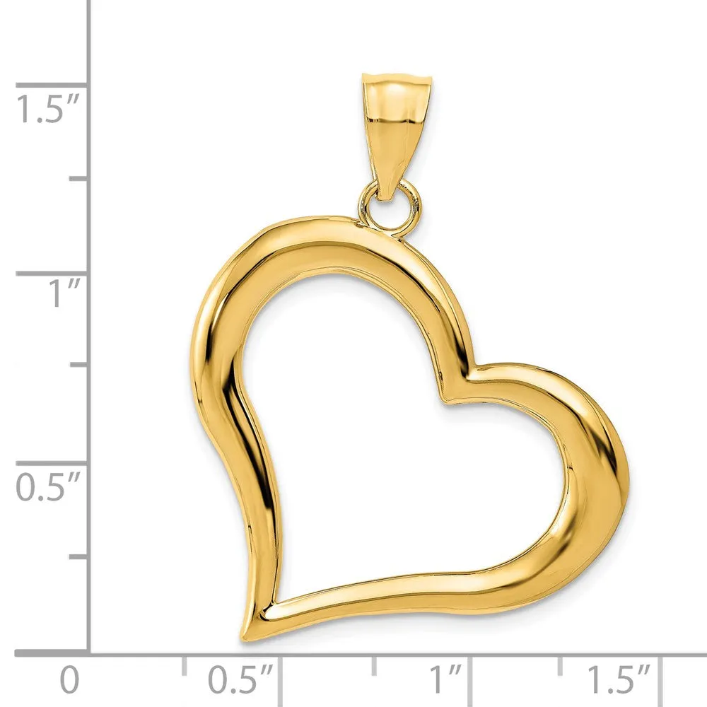 14K Polished Dangling Heart Pendant