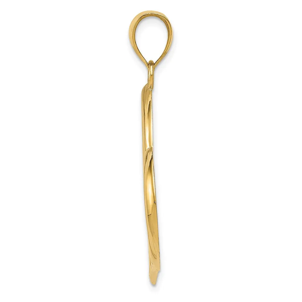 14K Polished Dangling Heart Pendant