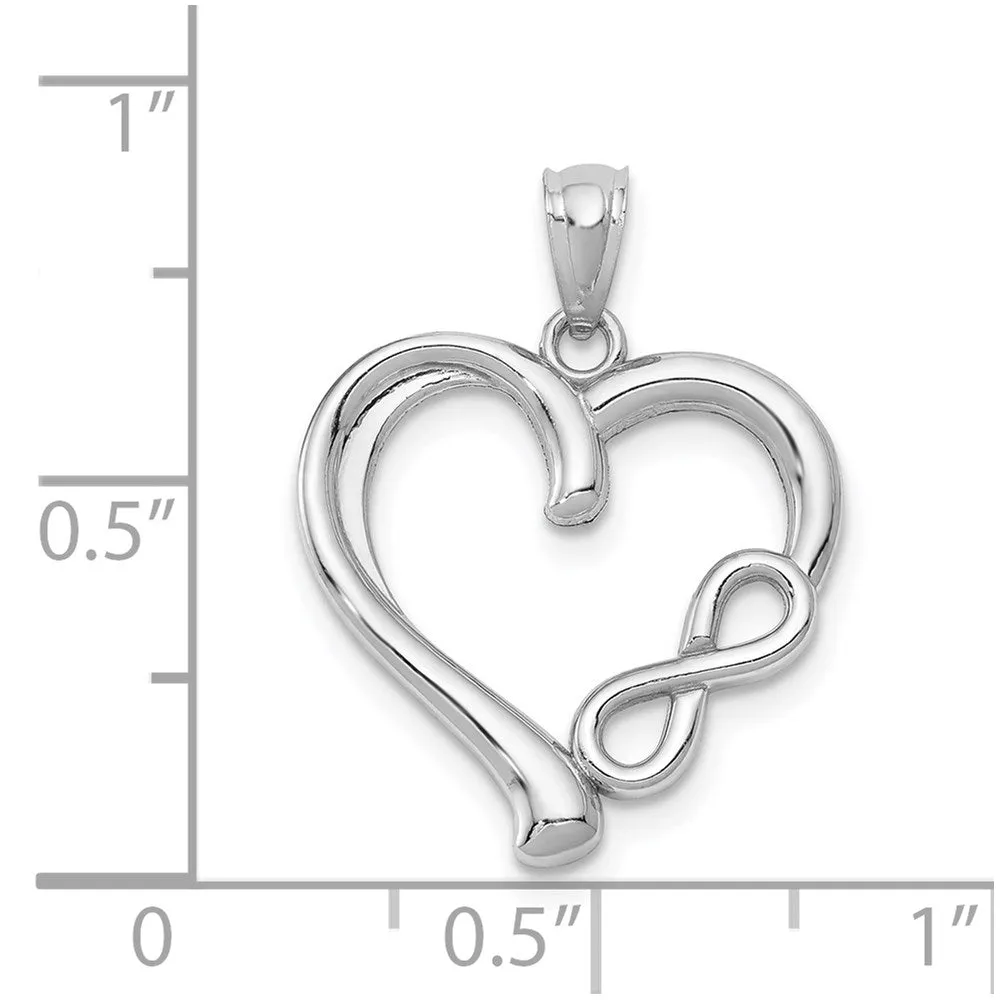 14k White Gold Polished Small Infinity Heart Pendant