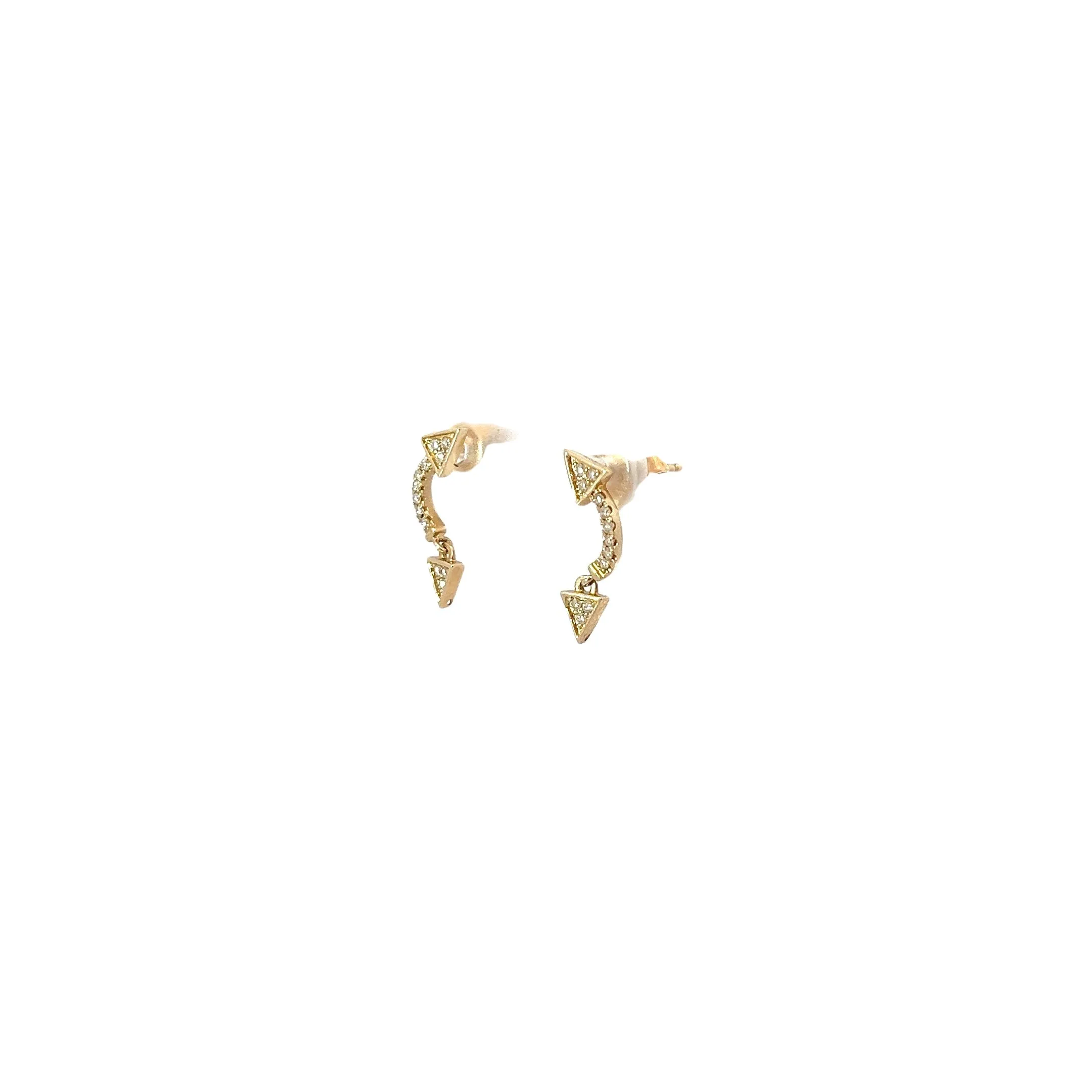 14k Yellow Gold .20ct G SI1 Dangle Arrow Stud Earrings