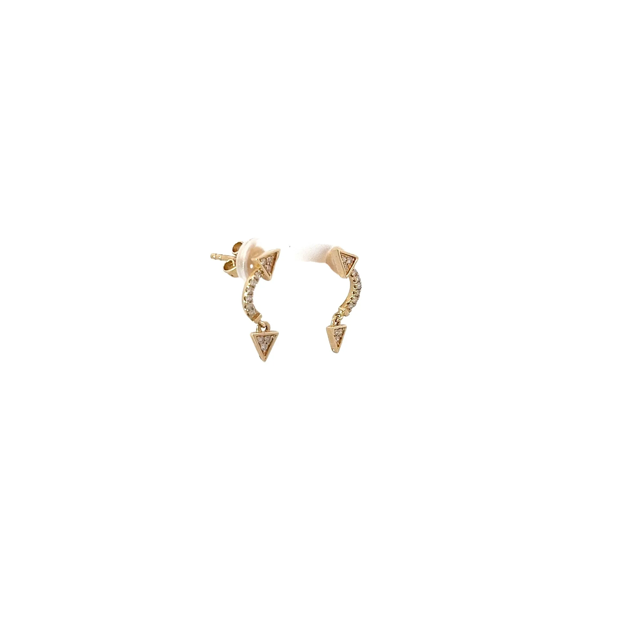 14k Yellow Gold .20ct G SI1 Dangle Arrow Stud Earrings