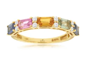 14K Yellow Gold Mixed Sapphire Ring