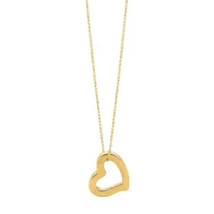 14k Yellow Gold Open Floating Heart Pendant