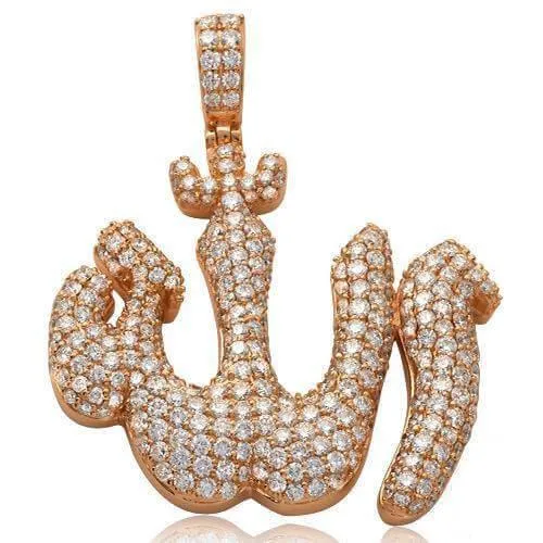 14KR 6.85CTW DIAMOND 'ALLAH' PENDANT - ROUNDED
