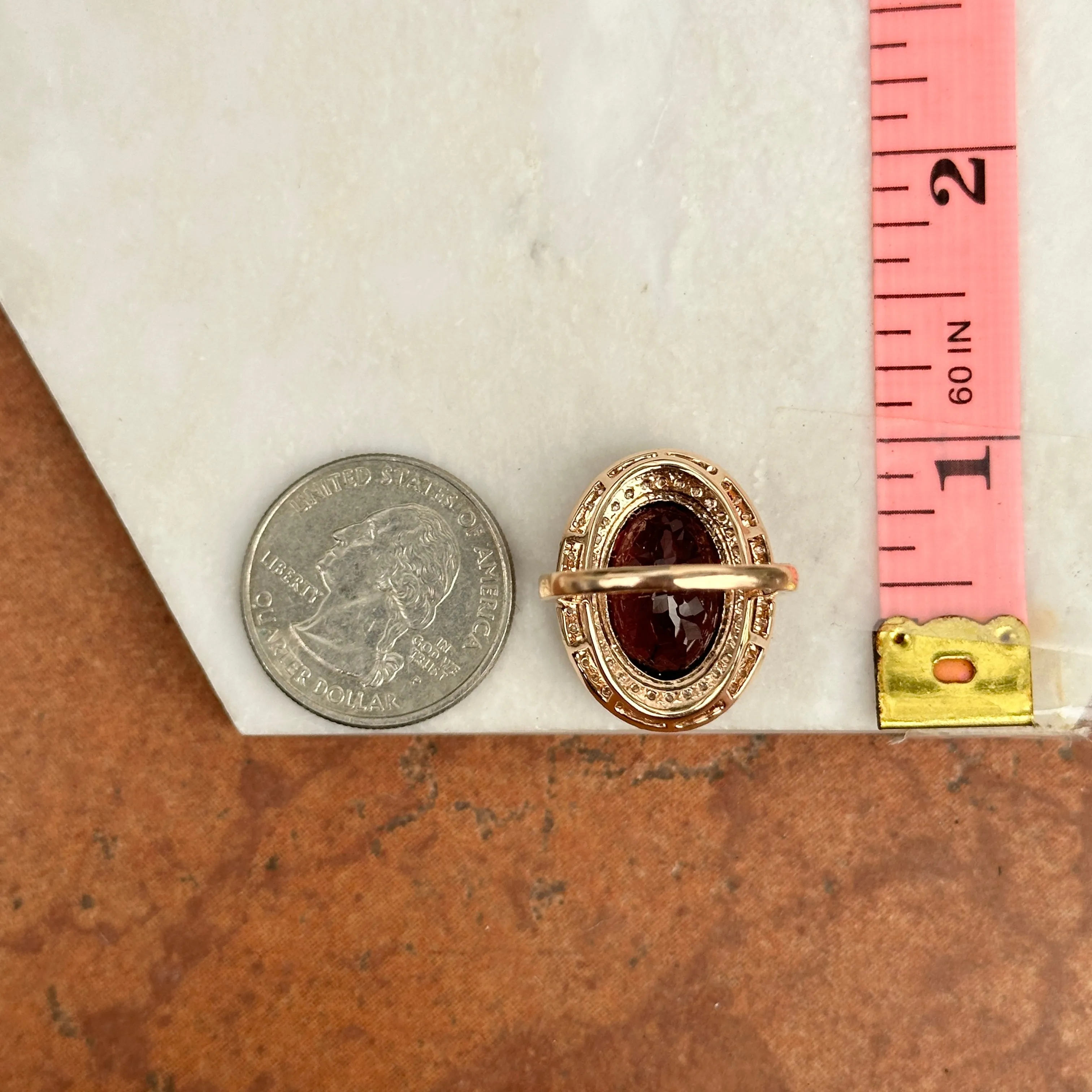 14KT Rose Gold Oval Large Tourmaline   Double Diamond Halo Ring