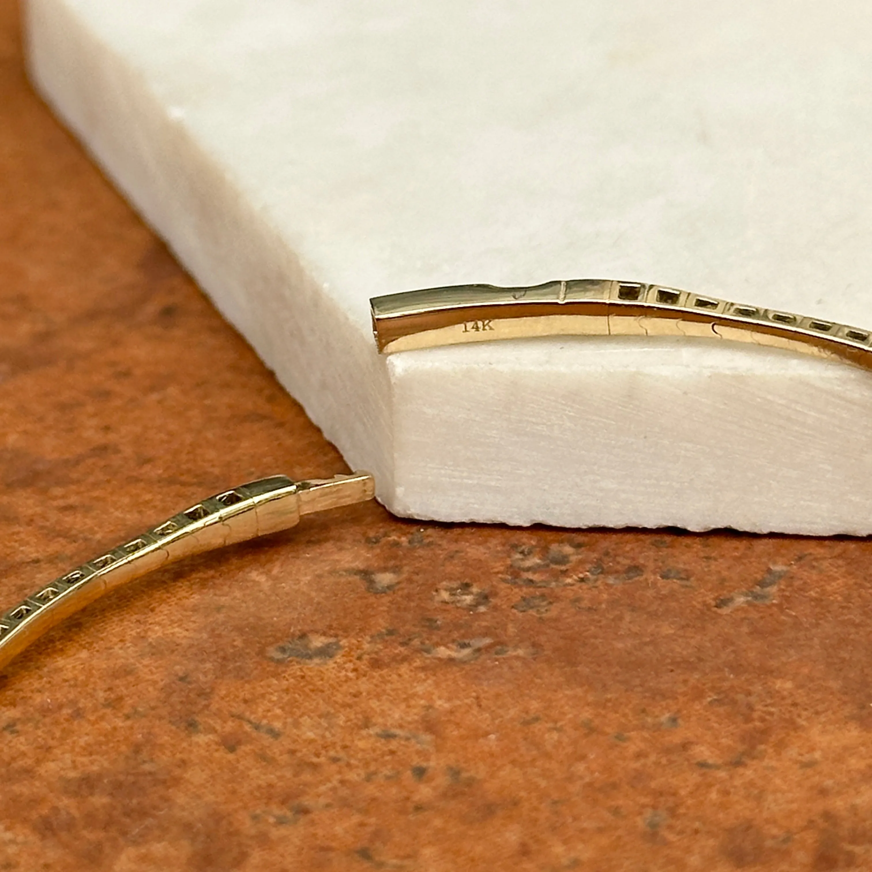14KT Yellow Gold 1 CT Prong Set Diamond Flexible Bangle Bracelet