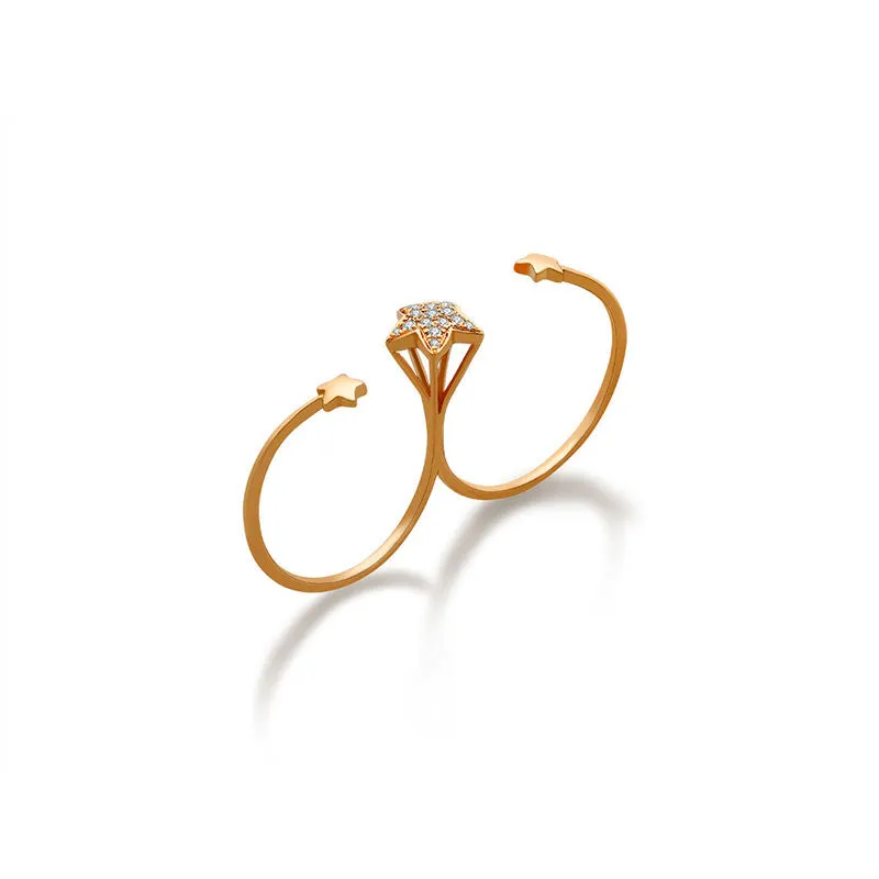 18k Gold Starry Night Diamond Double Ring