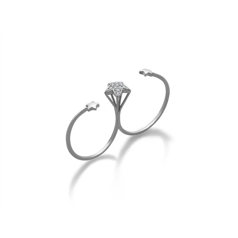 18k Gold Starry Night Diamond Double Ring
