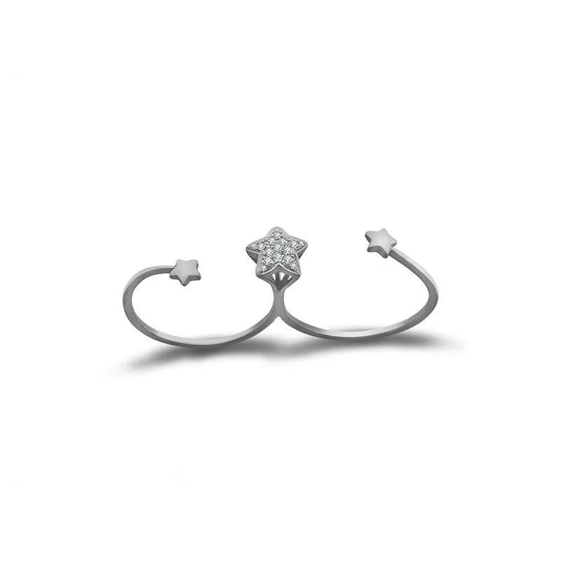 18k Gold Starry Night Diamond Double Ring