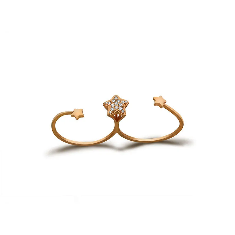 18k Gold Starry Night Diamond Double Ring