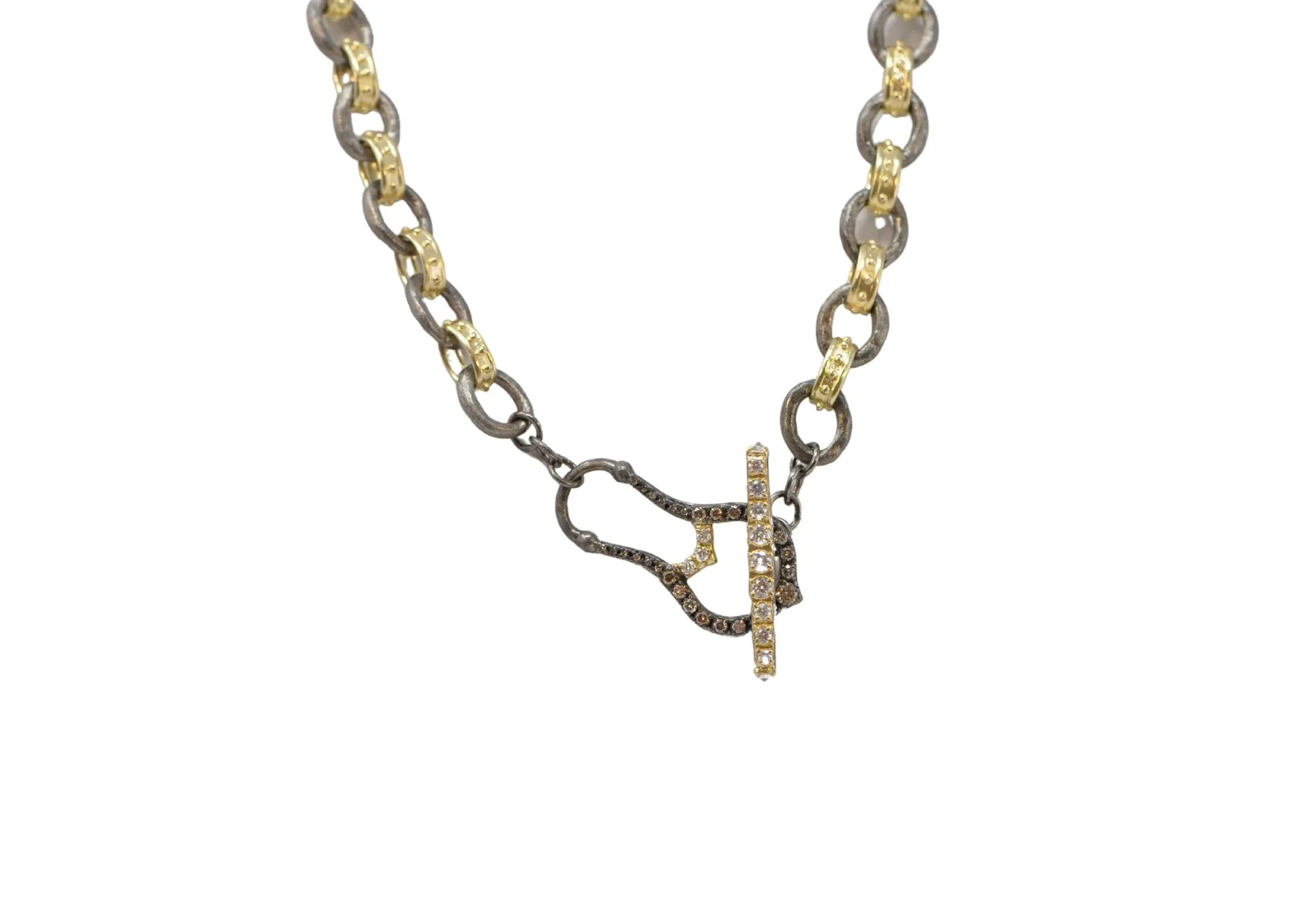 18" TEXTURED WITH HORSESHOE CHAIN LINK NECKLACE