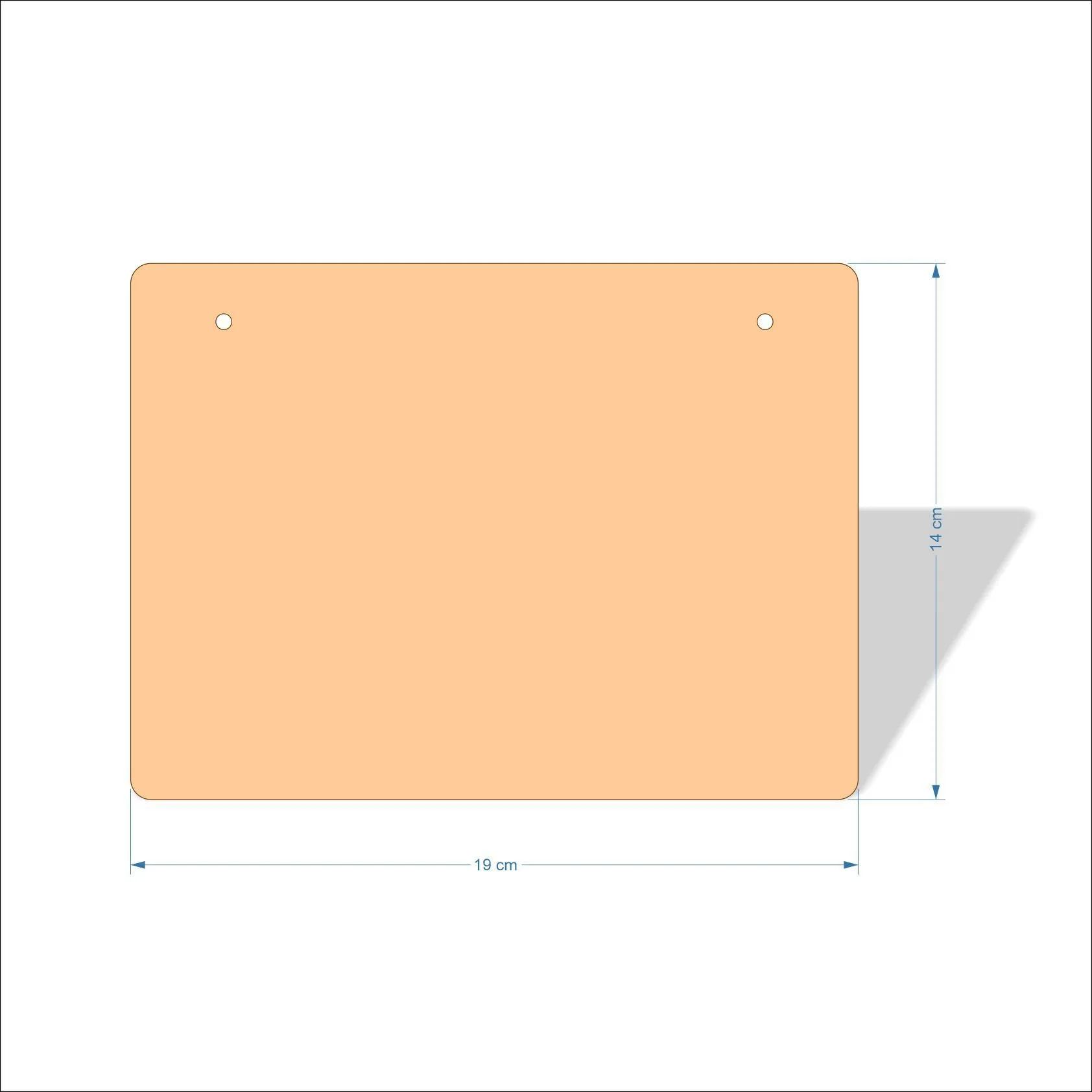 19 cm Wide 3mm thick MDF Plaques with rounded corners
