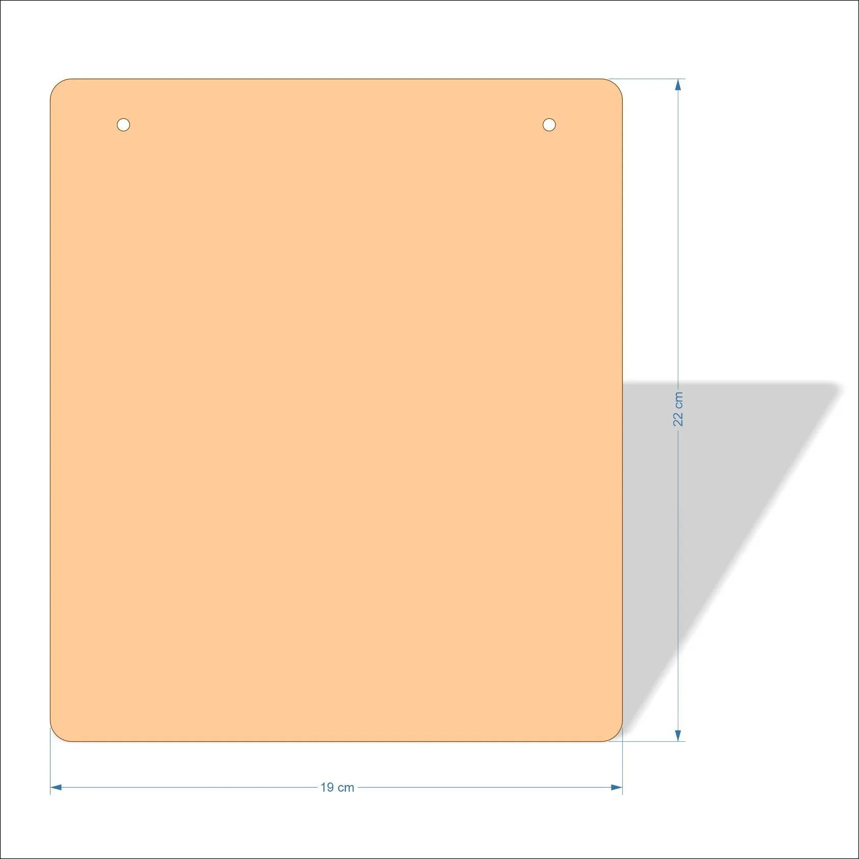 19 cm Wide 3mm thick MDF Plaques with rounded corners