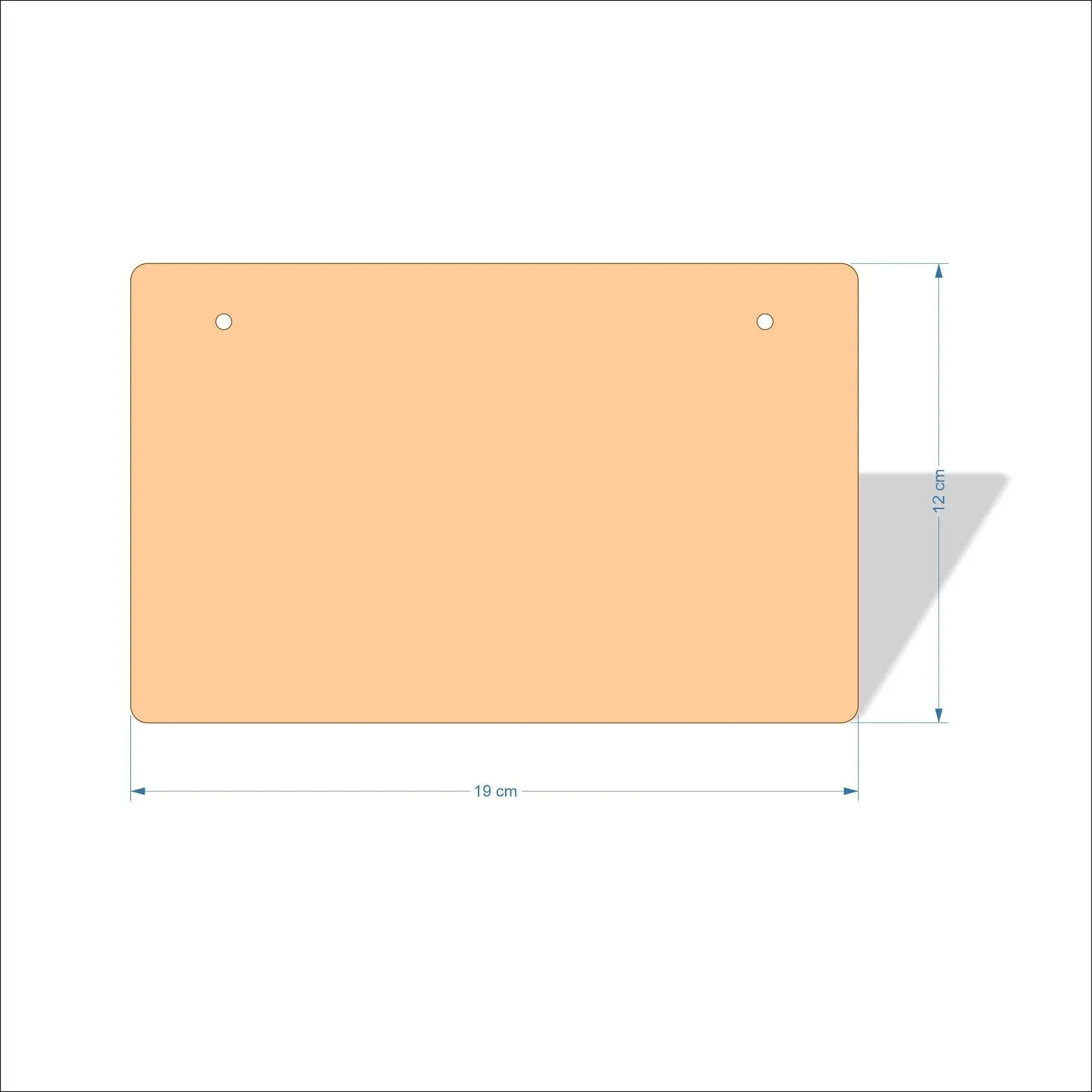 19 cm Wide 3mm thick MDF Plaques with rounded corners