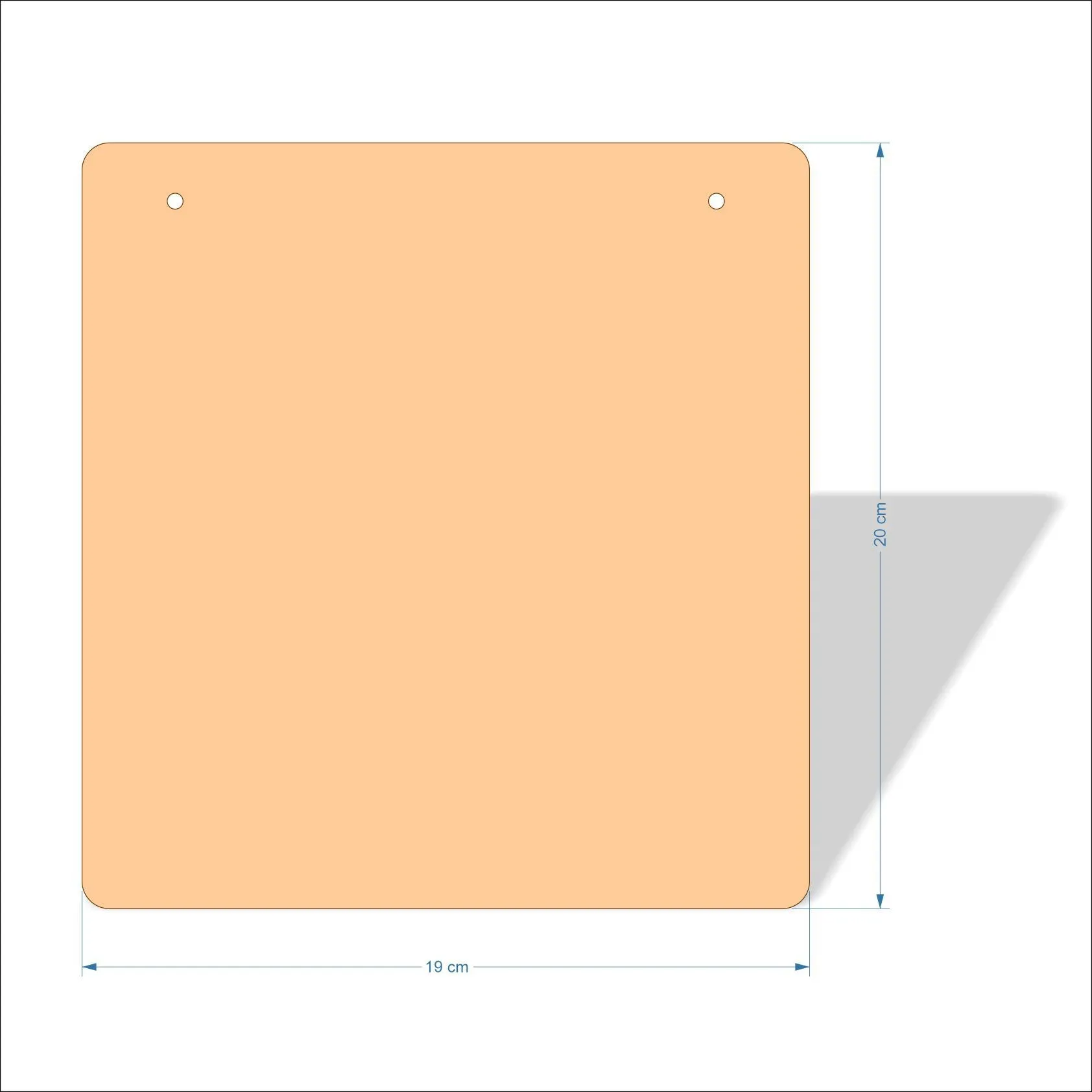 19 cm Wide 3mm thick MDF Plaques with rounded corners