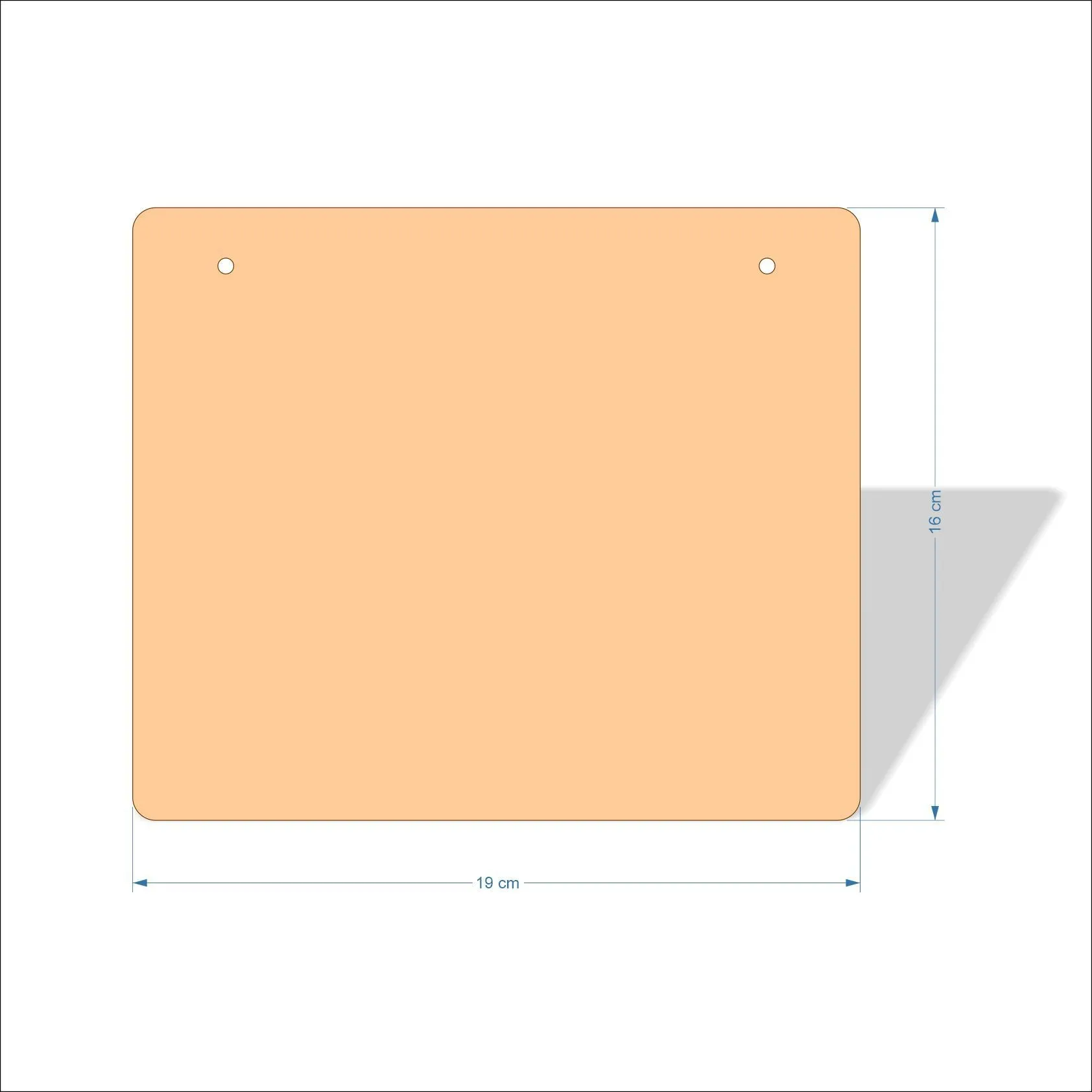 19 cm Wide 3mm thick MDF Plaques with rounded corners