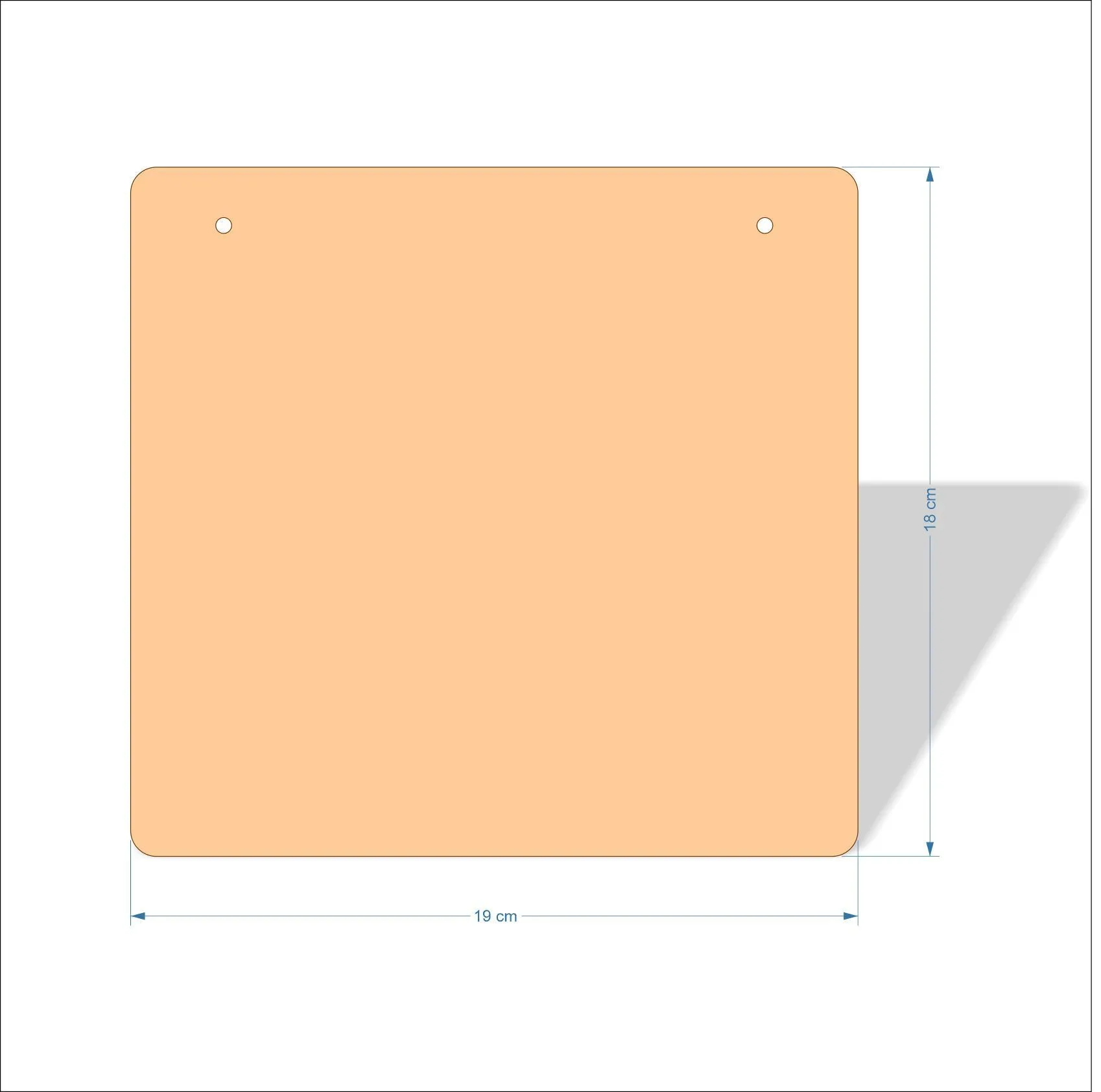 19 cm Wide 3mm thick MDF Plaques with rounded corners