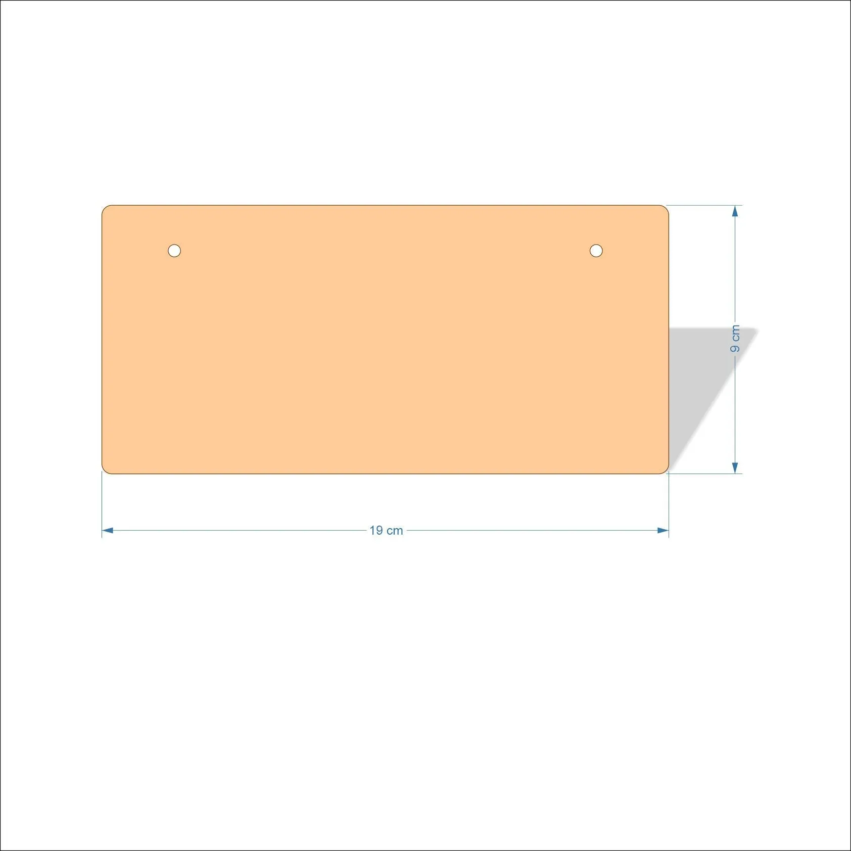 19 cm Wide 3mm thick MDF Plaques with rounded corners